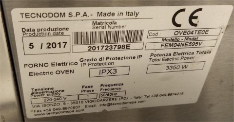 Φούρνος Ηλεκτρικός Κυκλοθερμικός 4 Ταψιά 44x36 NERONE Μεταχειρισμένος